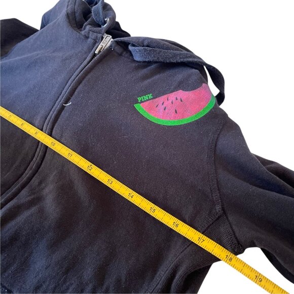 RARE Vintage VS PINK Black Full Zip Hoodie Watermelon Patch Y2K S - Picture 6 of 10